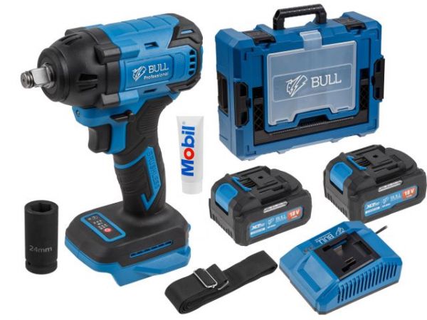 Ударный гайковерт BULL SC 1804 Xcase, XLTpro, БЕСЩЕТ., 18 В, 400 Н*м, 1/2', 2х4 А*ч, з/у 4 А(вес 2.0 кг)