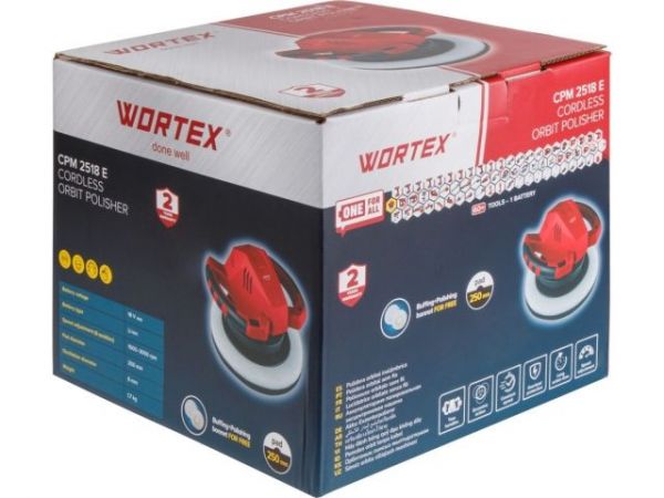 Полировальная машина WORTEX CPM 2518 E в кор. ALL1 XLT SOLO(18 В, 250 мм, 1500-3000 об/мин)