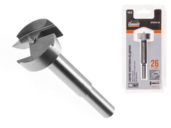 Сверло Форстнера по дереву 26мм GEPARD (GP0470-26)(петельное, фреза для петельных отверстий)