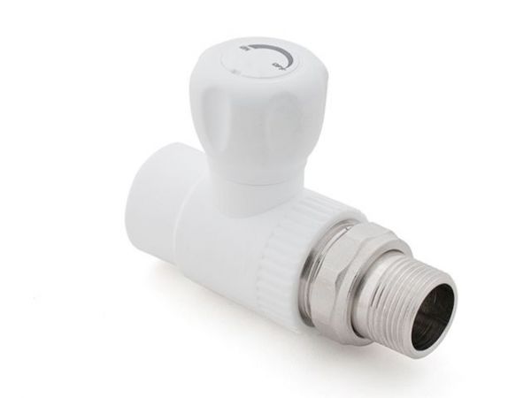 Кран шар. ПП для радиатора 25х3/4' прямой, бел. РТП