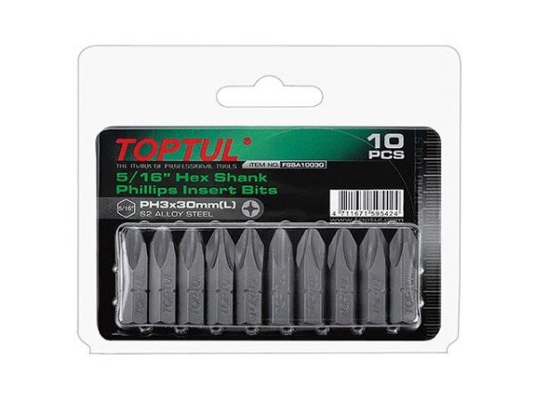 Насадка крестообразная PH1 30мм 5/16' 10шт блистер TOPTUL