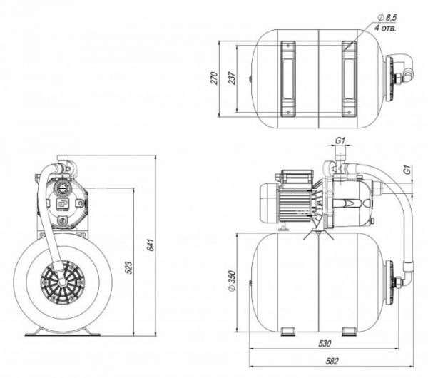 Насосная станция (насос-автомат) Джилекс Джамбо 4751 70-50 П-50, корпус из пластика, бак 50 л