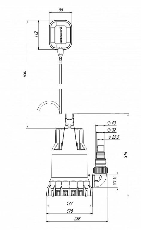 Насос дренажный Джилекс Дренажник 5101 220-12, с поплавковым выключателем