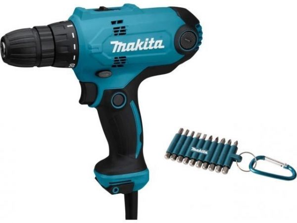 Дрель-шуруповерт MAKITA DF 0300X3 в кор. + набор бит (10 шт.)(320.0 В, 2 скор., 56 Нм,)