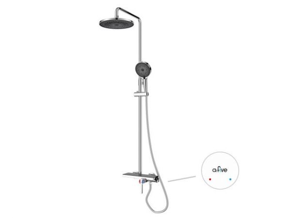 Душевая система (Lt) D35, серия Lotus хром, a-five(На стену, излив потайной в корпусе., Троп. душ: вынос 408 мм, диаметр 250 мм.)