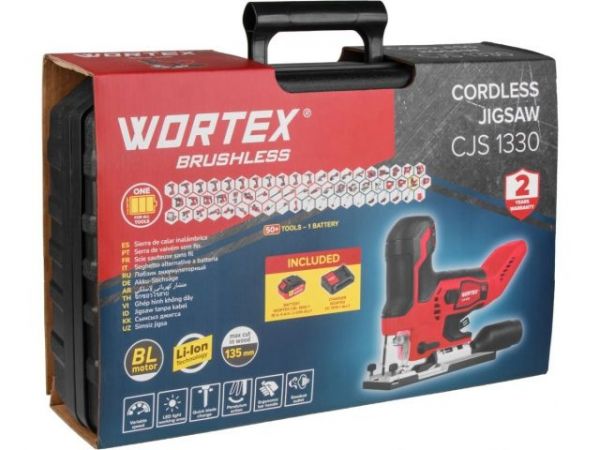 Лобзик WORTEX CJS 1330 в чем. ALL1 XLT SET БЕСЩЁТ, 18В, 800 - 3800 ход/мин, пропил до 135