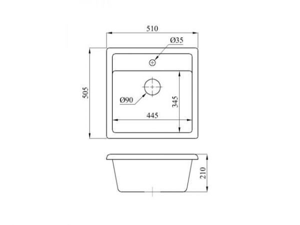 Мойка кухонная из искусственного камня STAR гранит 510х505 мм, AV Engineering
