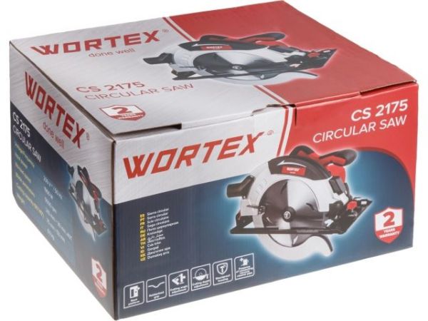 Циркулярная пила WORTEX CS 2175 в кор. 1900 Вт, 210 мм, до 75 мм(макс. глуб. пропила в дереве (90°/45°) 75/53 мм)