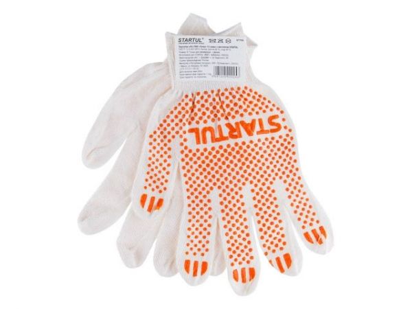 Перчатки х/б с ПВХ 'Точка' 13класс с логотипом STARTUL