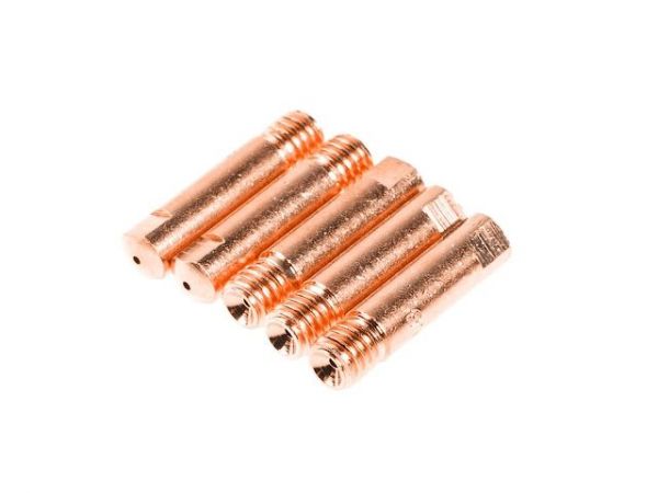 Наконечник контактный Ф 0.8 мм M6х25 мм E-Cu (набор 5 шт) SOLARIS(сварочный наконечник, контактная трубка)