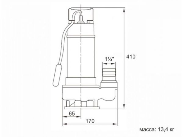 Насос погружной фекальный Marvel 800 FE 250/10 A&P(370 Вт, 12000 л/ч, 10,2 м)