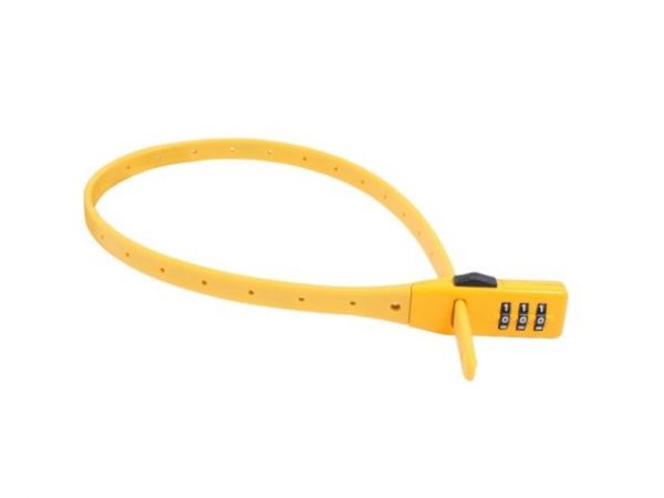 Замок навесной ВС 455 НС (11*530) ЖЕЛТЫЙ кодовый с нерж. тросом БУЛАТ