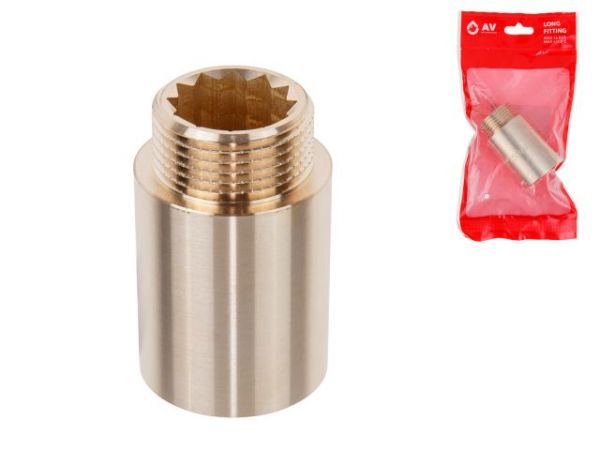Удлинитель 1' вн.-нар. х 50 мм, AV Engineering (инд. упак.)(Латунь, макс.  16 бар, макс.  110 °С)