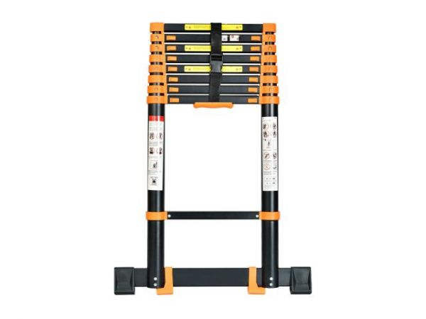 Лестница телескопическая 1-секц. алюм. 590см, 15 ступ. 17,0кг BLACK LINE STARTUL (ST9931-059)(ширина ступени 8см, прорезиненные колеса и доп.стабилизаторы)