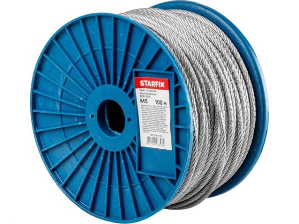 Трос стальной, оцинк. М5 DIN 3055 (бухта 100 м) STARFIX
