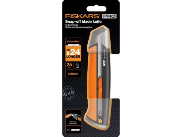 Нож с выдвижным, сменным лезвием 25мм CarbonMax FISKARS