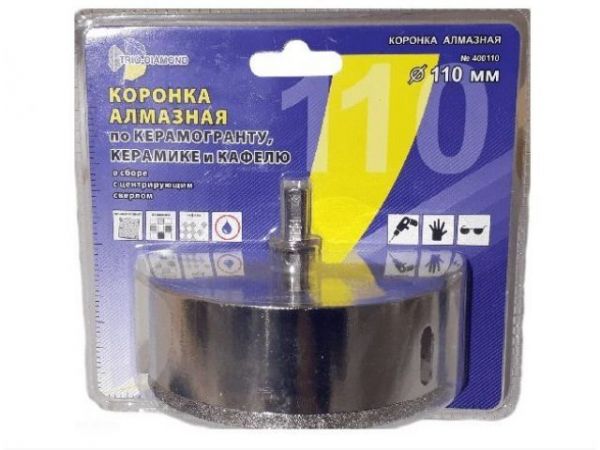 Коронка алмазная  d 110 мм по керамике и кафелю TRIO-DIAMOND