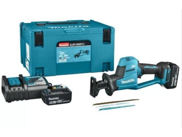 Сабельная пила MAKITA LXT DJR189RTJ в кейсе(18.0 В, 2 акк., 5.0 А/ч, Li-Ion, дерево до 255 мм, металл до 130 мм)