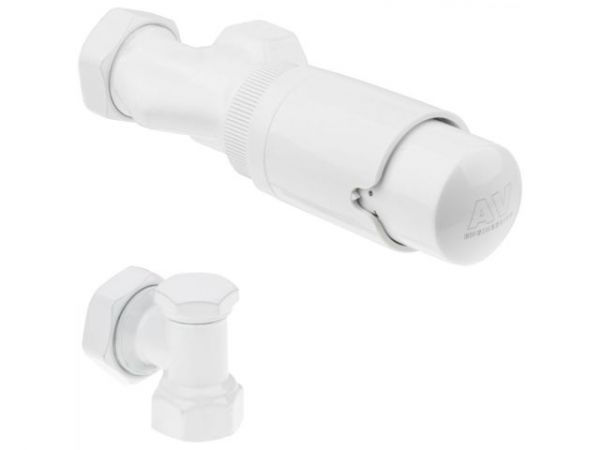 Комплект кранов осевой 1/2' для радиатора Белый, AV Engineering (инд. упак.)(M30x1.5)