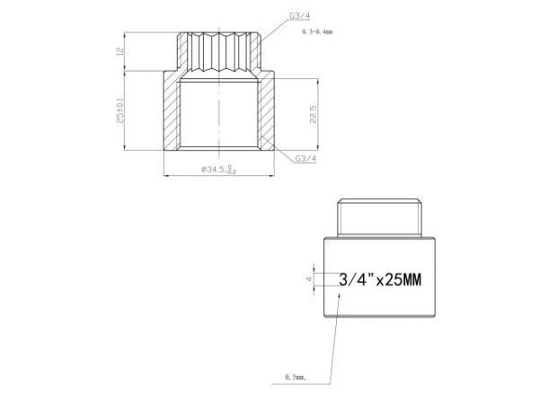 Удлинитель 3/4' вн.-нар. х 25 мм, AV Engineering (инд. упак.)(Латунь, макс.  16 бар, макс.  110 °С)