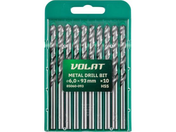 Сверло по металлу ц/х 6.0х57х93 мм HSS, комплект из 10-ти шт ВОЛАТ