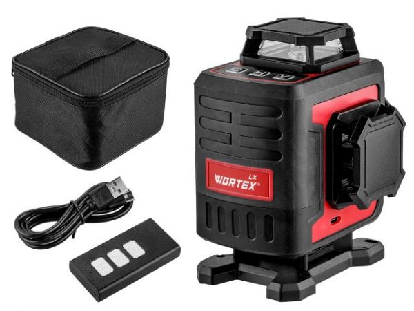 Нивелир лазерный линейный WORTEX LX LL 0340-2 (4х360°, до 25 м, +/- 0.3 мм/м, зеленый)(резьба 1/4')