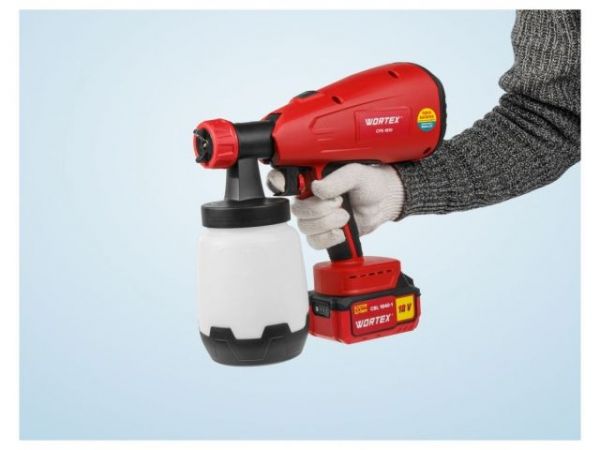 Краскораспылитель WORTEX CPS 1810 в кор. ALL1 XLT SOLO 18В, 700 мл/мин, 1 л бак(18 В, БЕЗ АКБ И ЗУ, 700 мл/мин, 1 л бак, 2.6 мм сопло, 50 DIN)