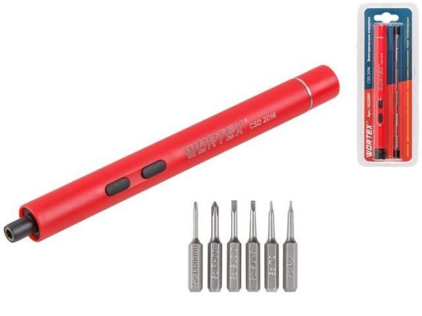 Отвертка электрическая Wortex CSD 2016 в блистере 0.15 Нм, 160 об/мин(Шестигранник 4 мм, 35 г)