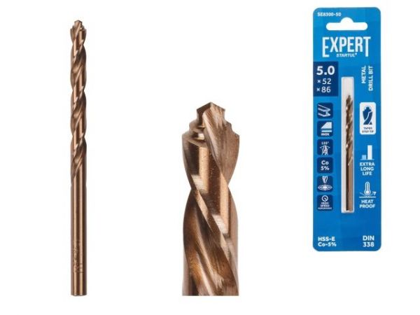 Сверло по металлу ц/х 5.0х52х86 мм HSS-Co EXPERT STARTUL(кобальт 5%)