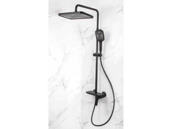 Душевая система (Lt) D35, серия Lily черный, a-five(На стену, Излив потайной в корпусе, роп. душ: вынос 405 мм, размеры 300х200 мм.)