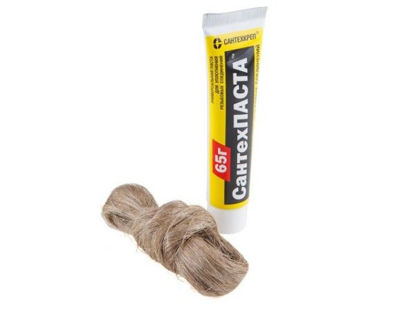 Набор 'Сантехпаста' 65гр.+лен 14гр.(Косичка сантехнического льна и герметизирующую пасту для уплотнения.)