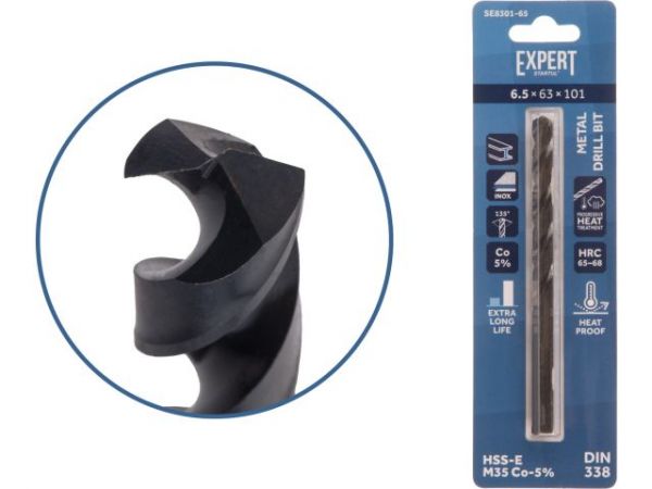 Сверло по металлу ц/х 6.5х63х101 мм HSS-Co Black EXPERT STARTUL(кобальт 5%)
