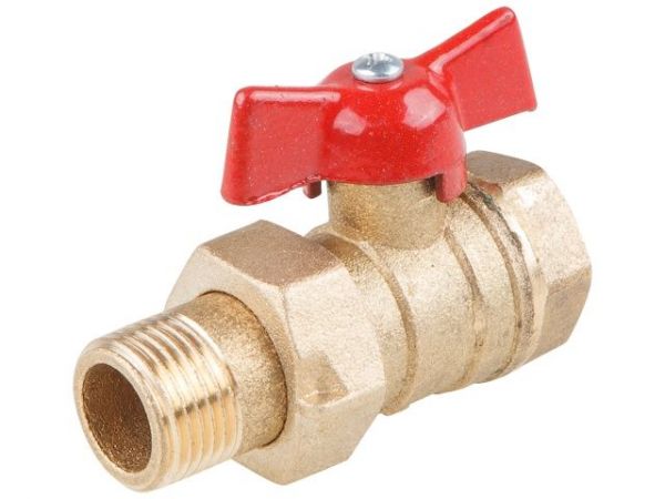 Кран шаровый 1' нар.-вн. бабочка (со сгоном) PN1,6 МПа; 11Б27п9, Цветлит(ЦРБ0051)