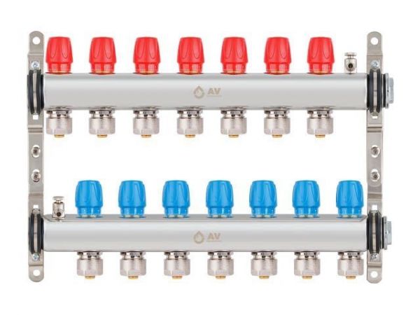 Коллекторная группа AVE135, 7 вых. AV Engineering(Для водоснабжения и отопления (радиаторы). Не для теплого пола)