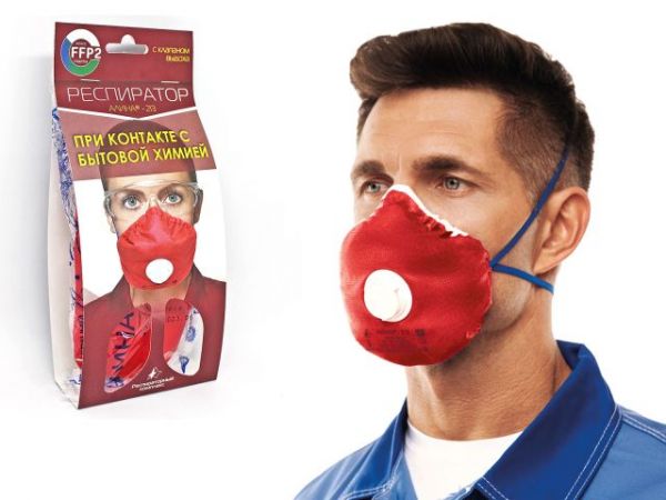 Респиратор РК Алина-213 складн. с клап. FFP2 (до 12 ПДК) (индивид. уп.)(при контакте с бытовой химией; защита от основных газов, FFP2 NR D)