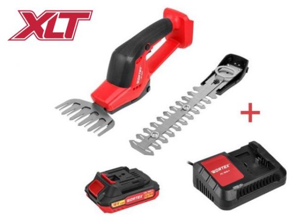 Ножницы садовые WORTEX SG 1820 в кор. + насадка-кусторез ALL1 XLT SET(18.0 В, 1 акк., 2.0 А/ч, Li-Ion, шир. 80 мм)