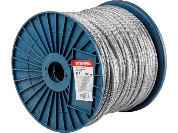 Трос стальной, оцинк. М4 DIN 3055 (бухта 200 м) STARFIX