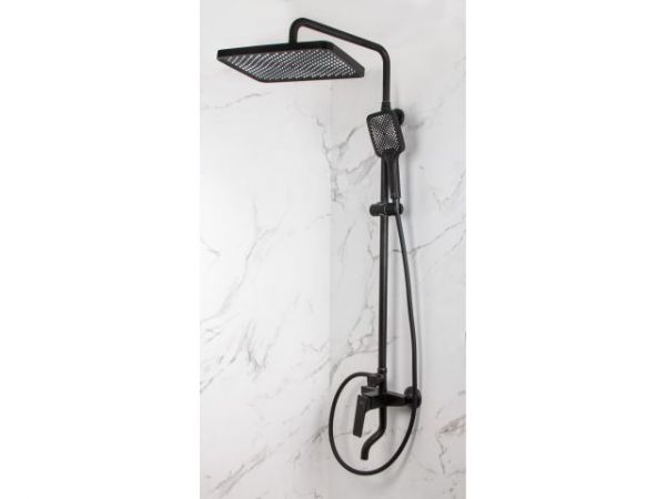 Душевая система (Lt) D35, серия Lily черный, a-five(На стену, короткий излив, роп. душ: вынос 405 мм, размеры 300х200 мм.)