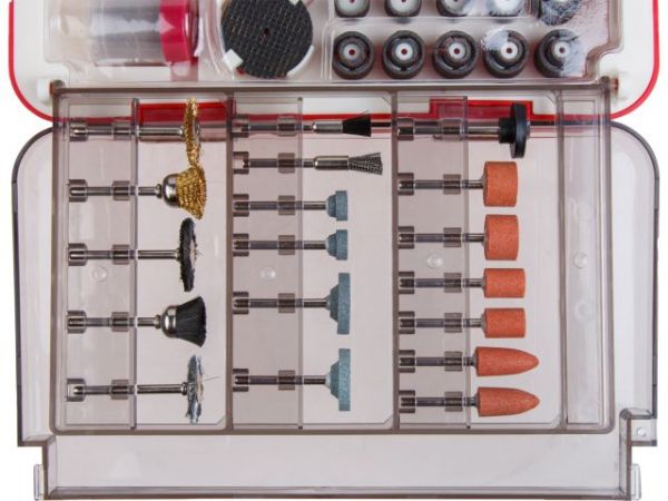 Набор аксессуаров для гравера WORTEX 418 предметов (универсальный)(Цанги: 1,6 мм, 2,4 мм, 3,2 мм)