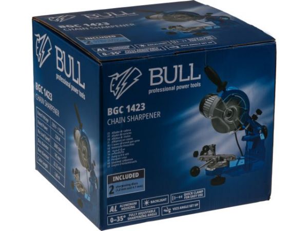 Станок заточной для цепи BULL BGC 1423 в кор.(230 Вт, 3000 об/мин, 2 диска в комплекте)