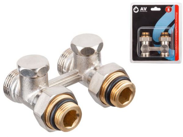 Клапан прямой вентильный 3/4' нар. для радиатора (мультифлекс), AV Engineering (инд. упак.)(Обратка и подача)