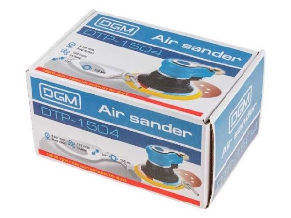 Пневмошлифмашина эксцентриковая DGM DTP-1504 с пылеотсосом(150 мм / 6'; Эксцентр.: 5 мм; 10 000 об/мин; 180 л/мин; Пылеотсос)