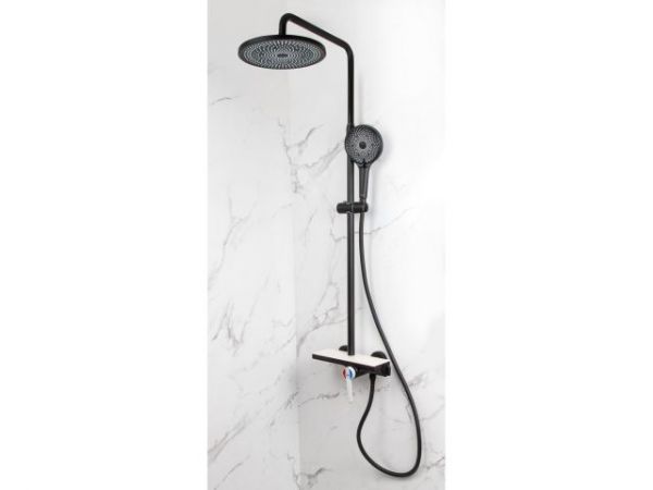 Душевая система (Lt) D35, серия Rose черный + белый, a-five(На стену, Излива нет, Троп. душ: вынос 408 мм, диаметр 250 мм.)