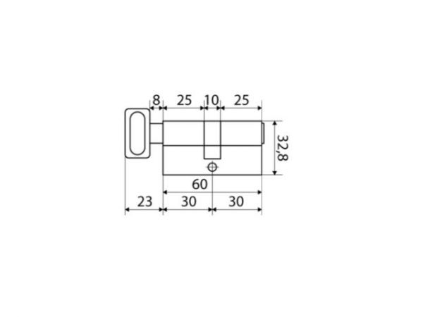 Евроцилиндр с вертушкой Стандарт MAX 60-5K SB(перф.ключ, 5ключей, Длина цилиндра 60 (25*10*25)  (30х30В))