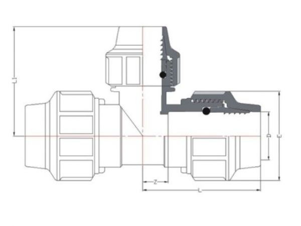 Тройник ПЭ ред. 25 х 20 х 25, AV Engineering(Полипропилен, макс.  16 бар, макс.  40 °С)