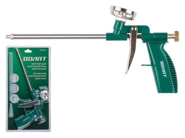 Пистолет для монтажной пены облегченный ВОЛАТ(в комплекте 4 насадки)