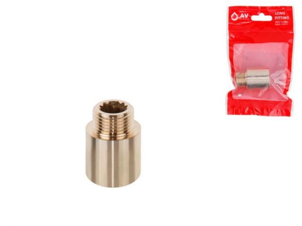 Удлинитель 1/2' вн.-нар. х 25 мм, AV Engineering (инд. упак.)(Латунь, макс.  16 бар, макс.  110 °С)