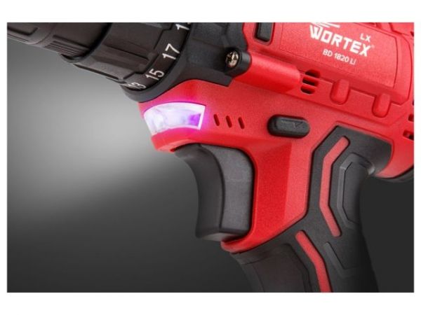 Дрель-шуруповерт WORTEX LX BD 1820 Li в чем. ALL1 XLT, 18 В, 30 Н*м, 2х2 А*ч, БЗП 10 мм(2 скорости)