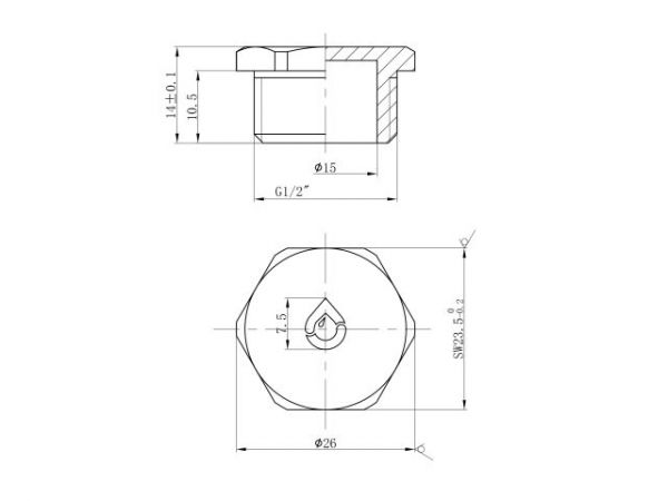 Заглушка 1/2' нар., AV Engineering (инд. упак.)(Латунь, макс.  16 бар, макс.  100 °С)