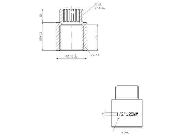 Удлинитель 1/2' вн.-нар. х 25 мм, AV Engineering (инд. упак.)(Латунь, макс.  16 бар, макс.  110 °С)